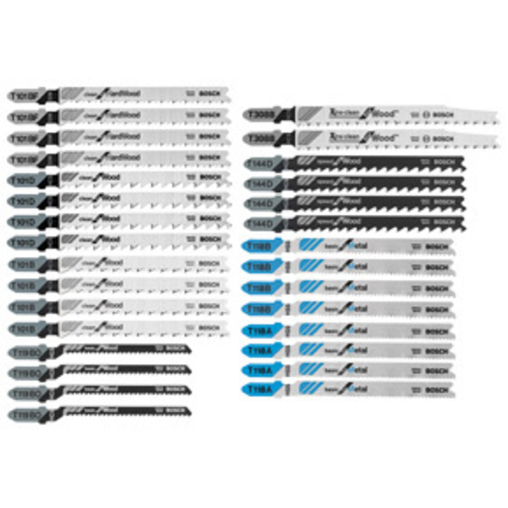 Bosch T-Shank Jig Saw Blade Set — 30-Piece, Wood and Metal, Heavy-Duty Plastic Case, Model# T30C